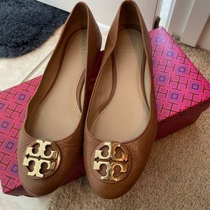 Tory Burch Tumbled Leather Claire Ballet Flats